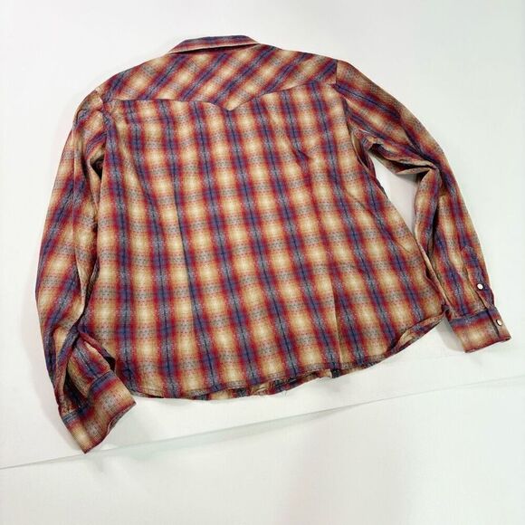 Rough Stock Shirt Mens XL Red Blue Plaid Panhandle ong-Sleeve Button-Down Casual - Picture 6 of 9